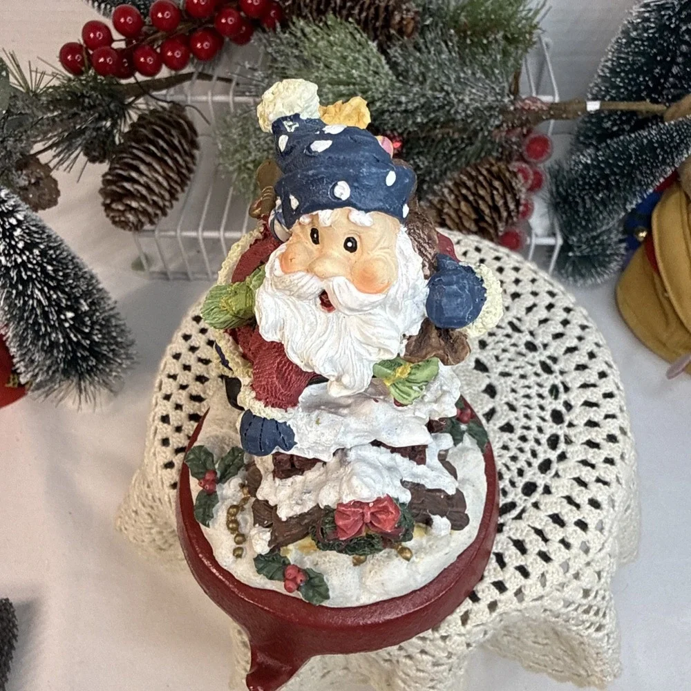 Cast Iron Base Santa with Bag of Toys Chimney Christmas Stocking Hanger Holder